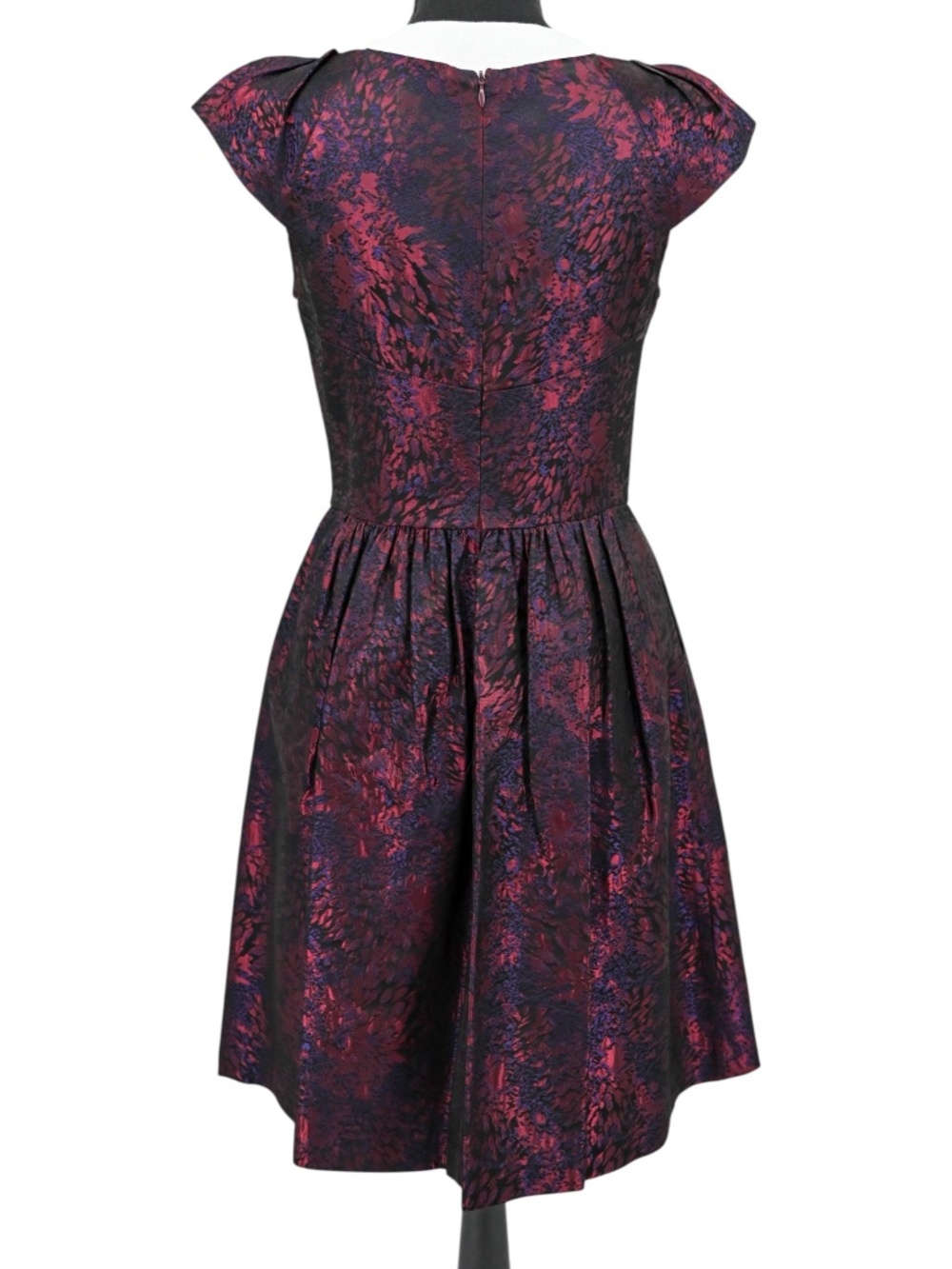 VTG-Style Suzi Chin Burgundy Brocade 1950s Retro-Glam Cocktail Dress Sz 4 - Picture 2 of 10